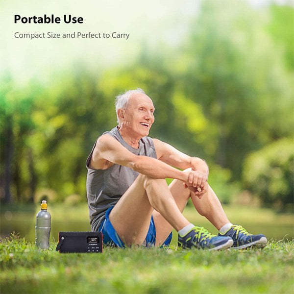 Avantree SP850 Rechargeable Portable FM Radio | Bluetooth Speaker and SD Card MP3 Player 3-in-1, Auto Scan Save, LED Display, Small Handheld Pocket Battery Operated Wireless Radio (No AM)