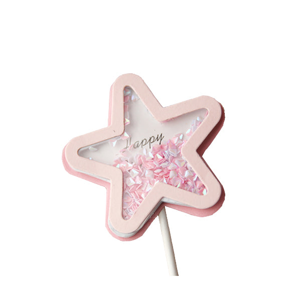 Cake Topper – Happy Birthday Star with Glitters