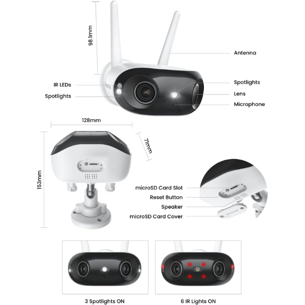 Reolink Elite W740 WiFi 8MP Dual-Lens Camera with Ultra Wide View