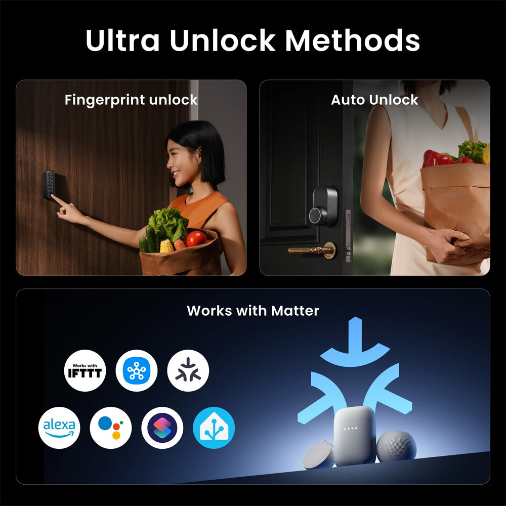 SwitchBot Lock Ultra | Fingerprint Smart Lock with Auto-Lock, Quiet Mode, 17 Unlock Methods & Matter Support