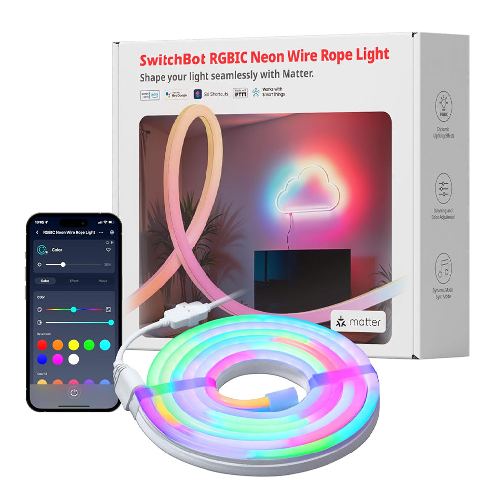 SwitchBot RGBIC Neon Wire Rope Light, 2M Matter-enabled