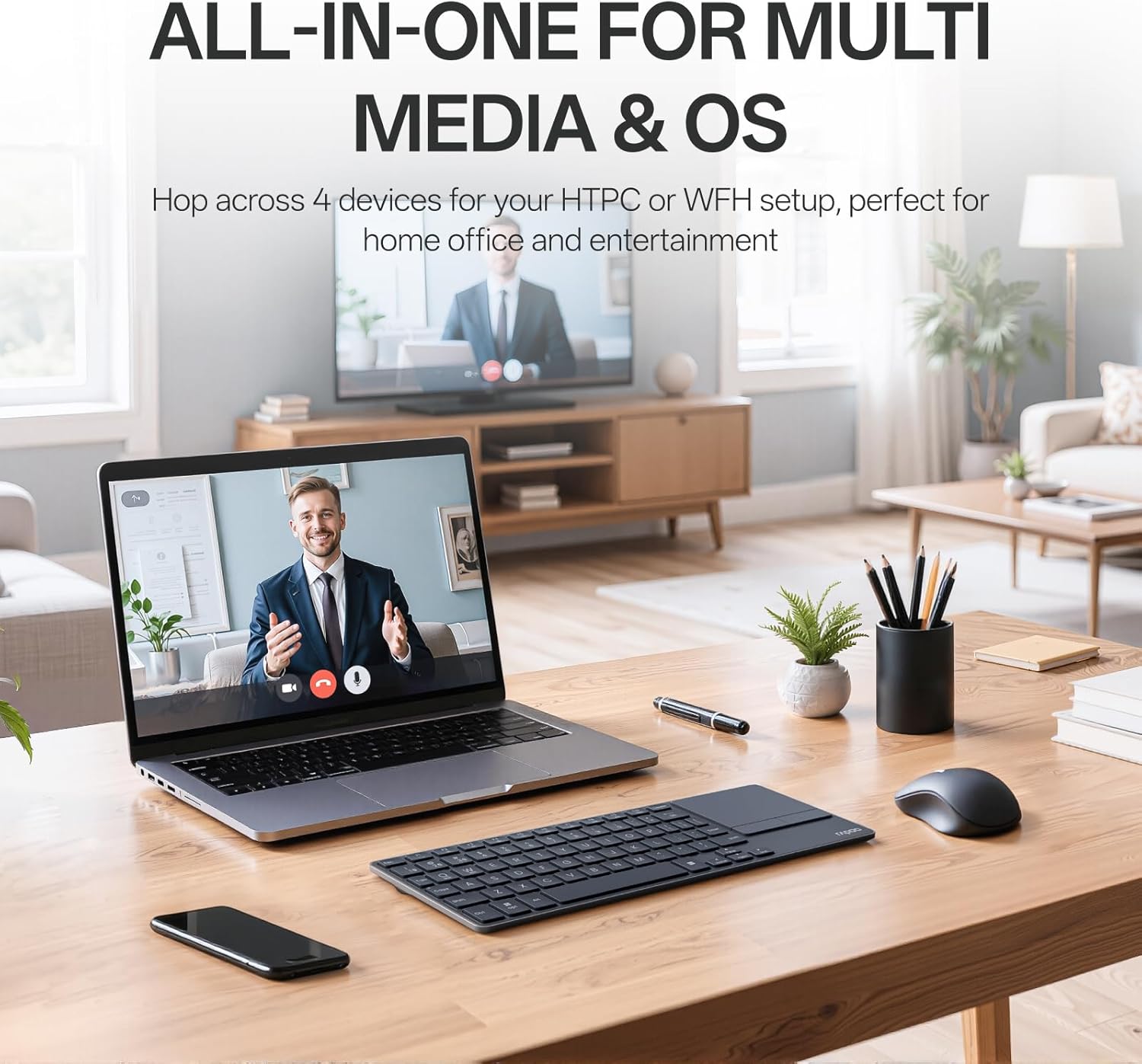 Rapoo E900T Multi-Mode Wireless Keyboard with Touchpad