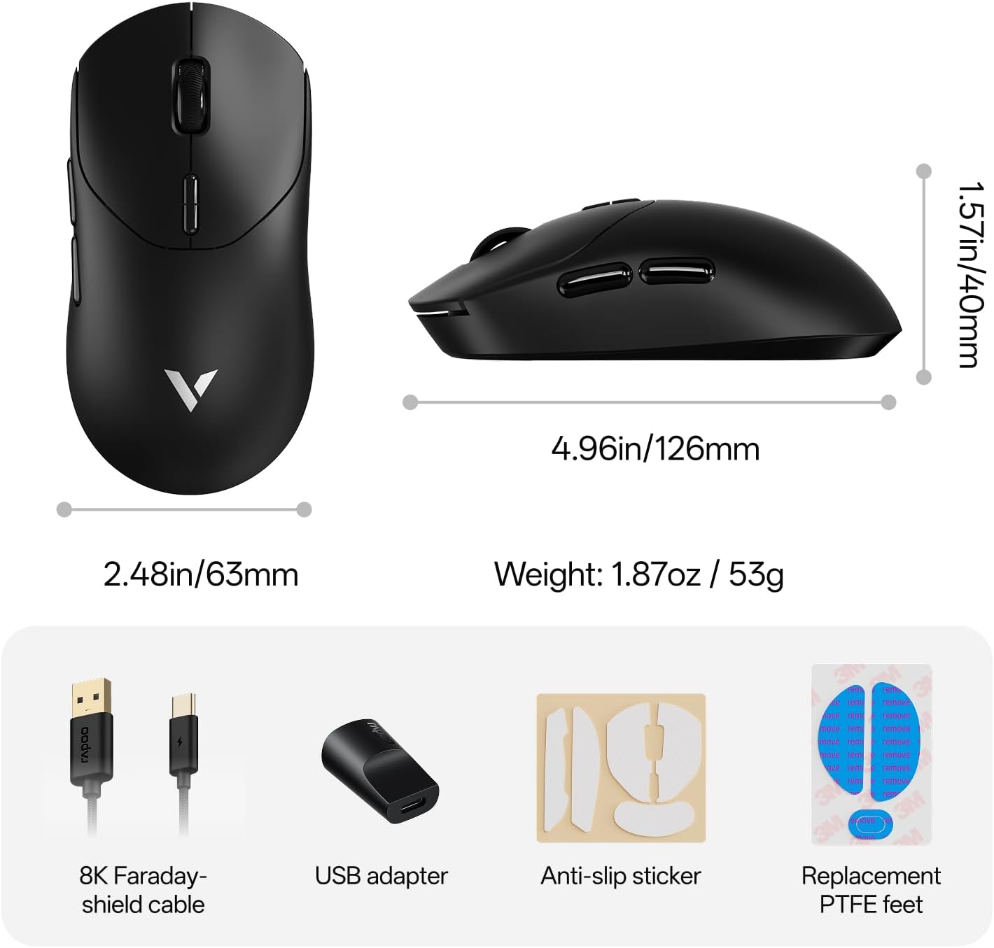 Rapoo VT2 8K Wireless Lightweight Optical Gaming Mouse