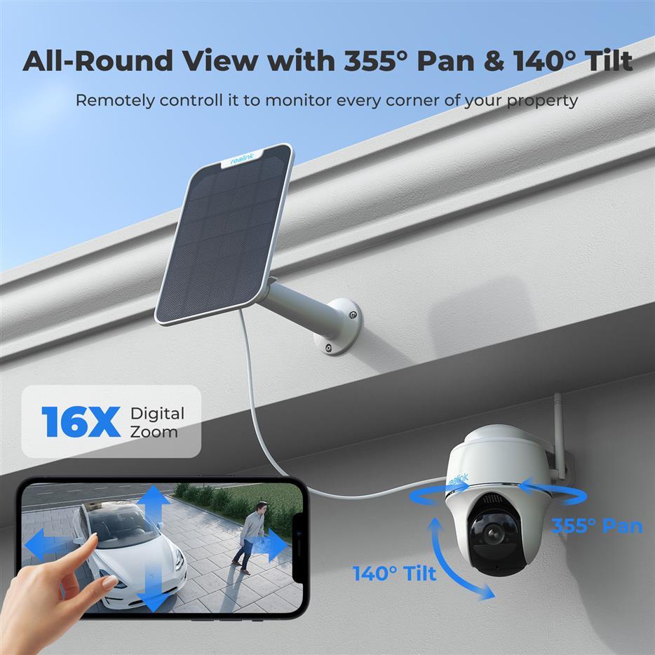 Reolink Argus PT 5MP Outdoor Battery-powered WiFi Camera | Dual Band, Wire-Free, Pan & Tilt, Person/Vehicle Detection
