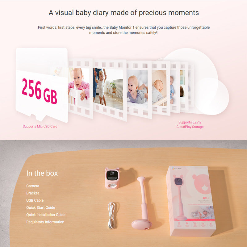 EZVIZ BM1 2MP Wireless Battery-Powered Video Baby Monitor, Crying Detection, Baby Activity Detection, Out-of-Crib Alert