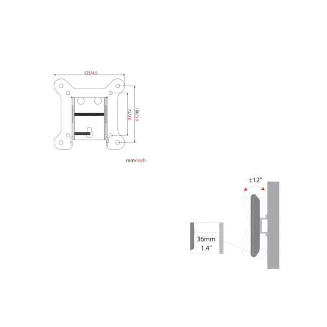 Tilting Flat Panel Wall Mount Bracket for Monitors/TVs