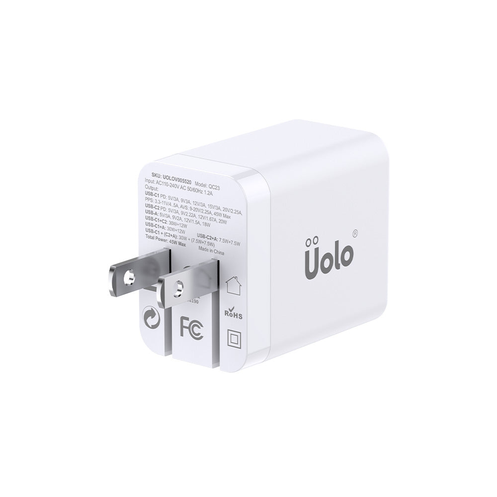 Uolo Volt 45W Tri-port Wall Charger with 2 USB C and 1 USB A