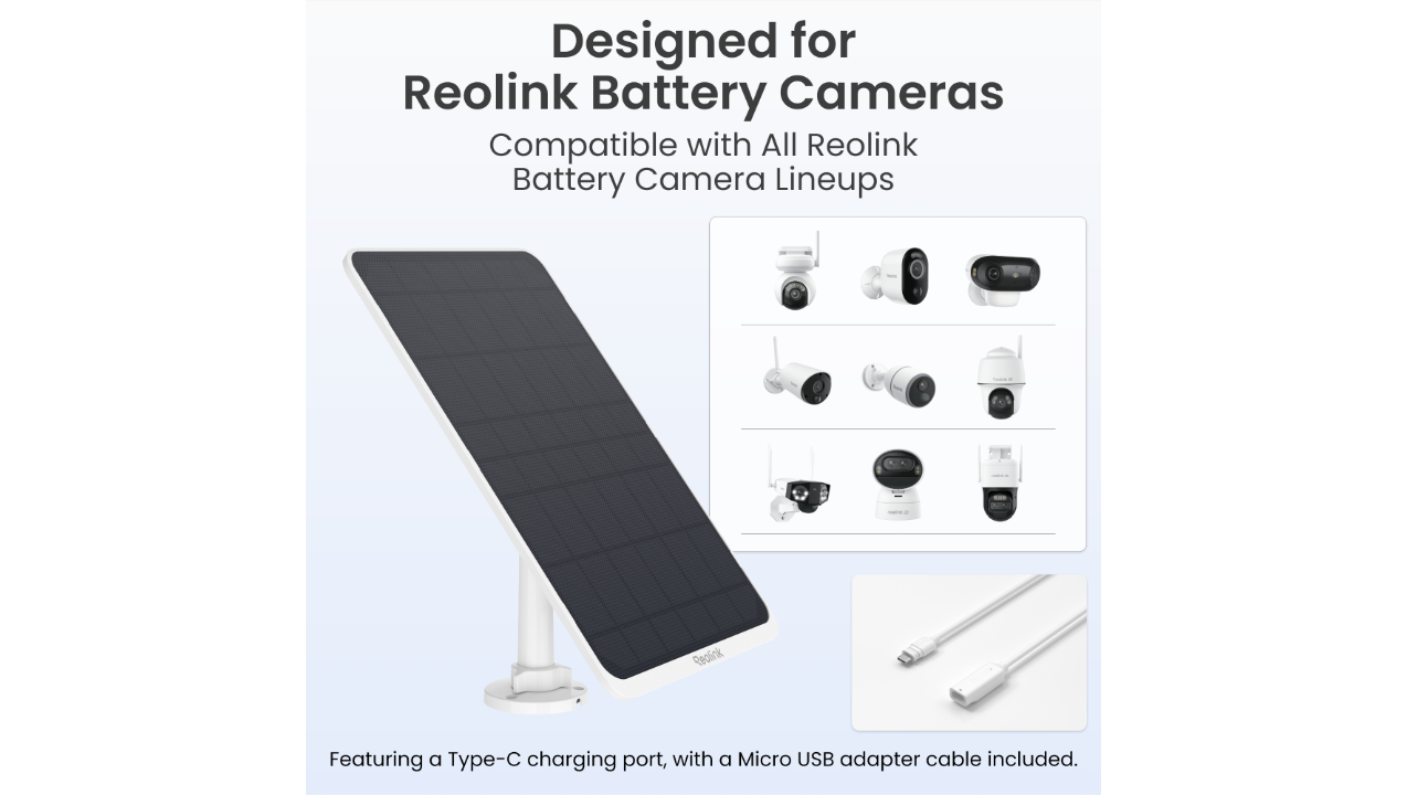 Reolink Solar Panel 3, 12W | Includes 4M Cable for Reolink Battery-Powered Cameras
