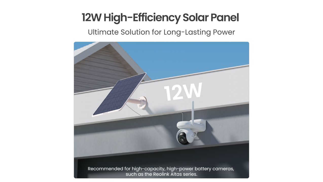 Reolink Solar Panel 3, 12W | Includes 4M Cable for Reolink Battery-Powered Cameras