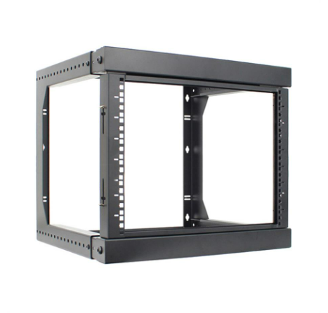 8U Wall Mount Open Frame Rack with Adjustable and Front Swing Out Features
