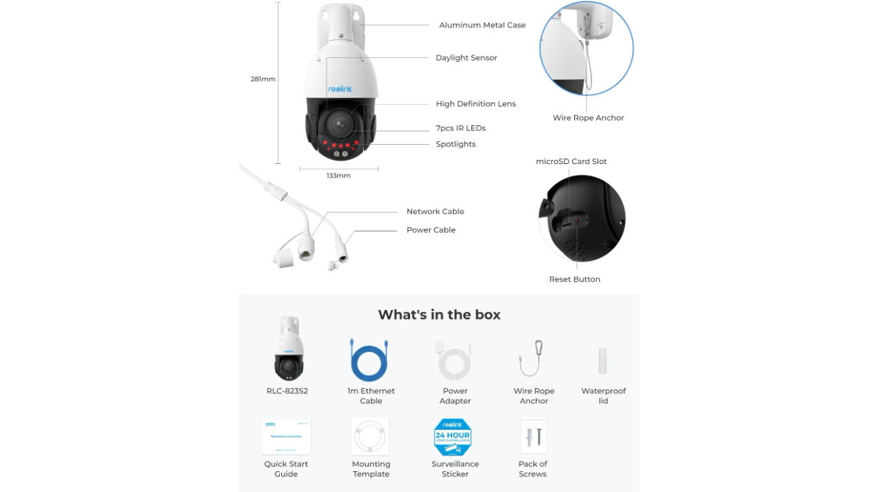 Reolink RLC-823S2 8MP PoE PTZ Camera with 16X Optical Zoom