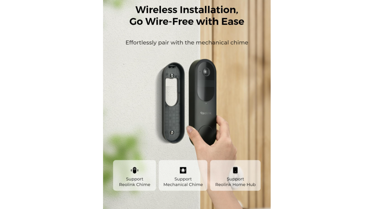 Reolink Smart 4MP Battery-powered WiFi Video Doorbell (Gen 2) with Wireless Chime Included
