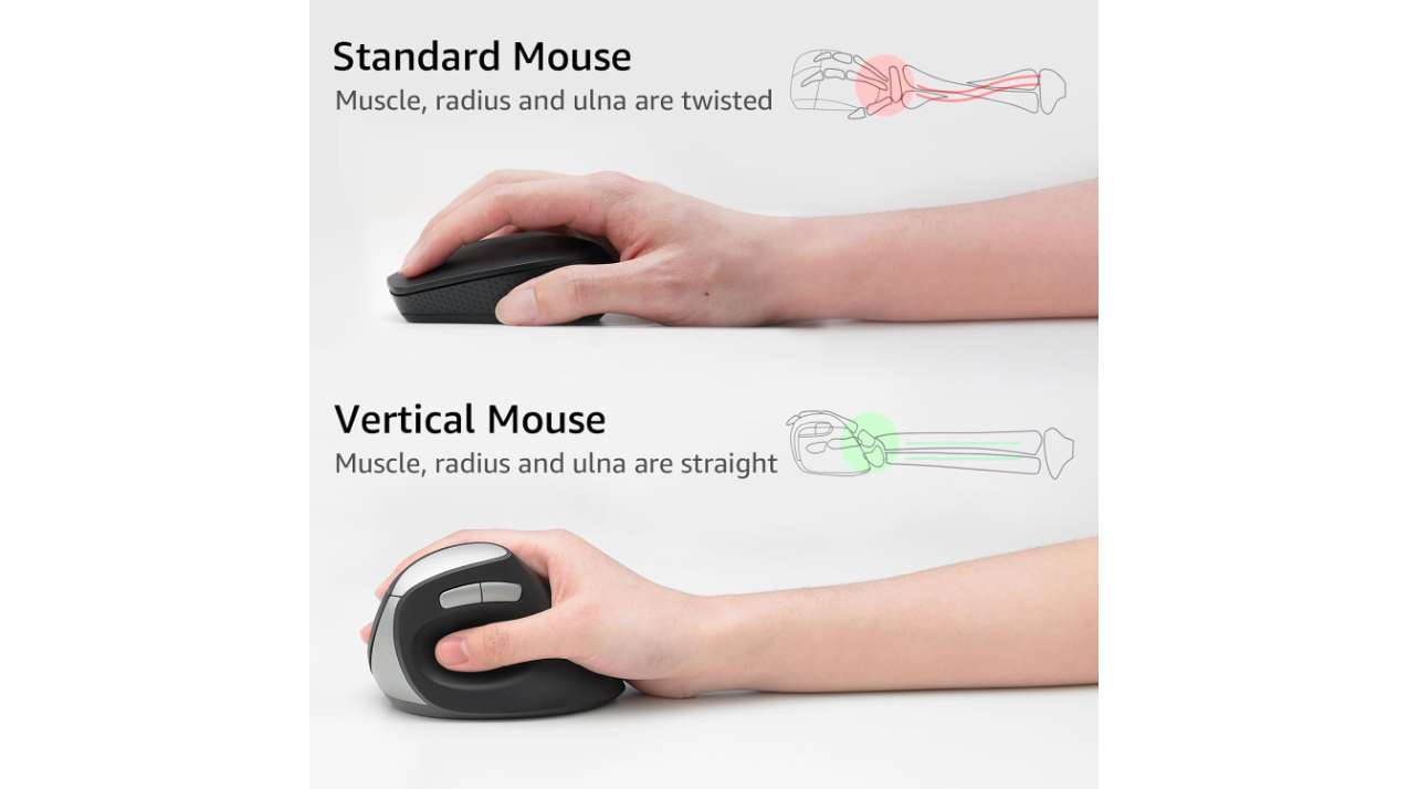 Rapoo EV250 Silent Vertical Ergonomic Wireless Optical Mouse, Black