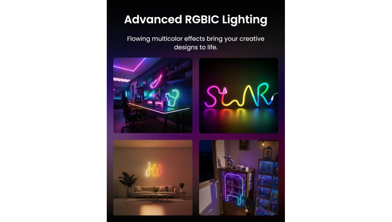 SwitchBot RGBIC Neon Wire Rope Light, 2M Matter-enabled