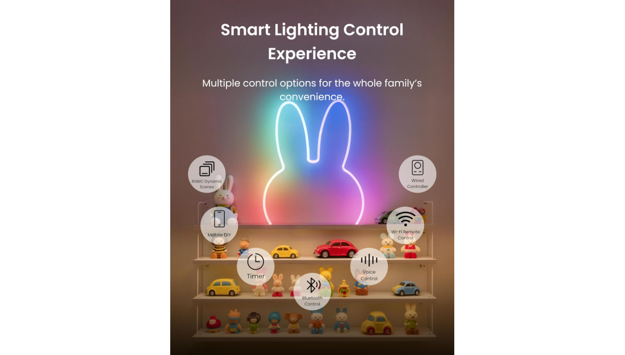 SwitchBot RGBIC Neon Wire Rope Light, 2M Matter-enabled