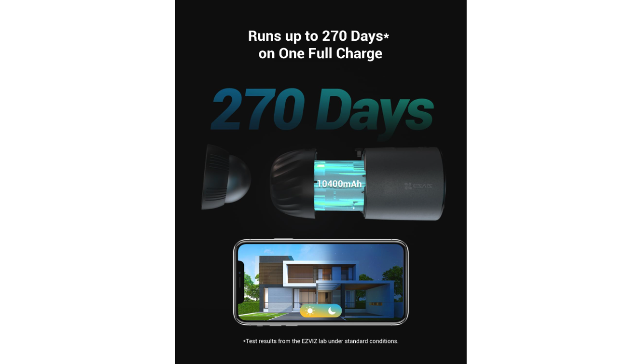 EZVIZ BC1c 4K 8MP Battery-Powered Outdoor WiFi 6 Bullet Camera| Smart AI Person Notifications, Spotlight Night Vision, Alexa and Google Compatible