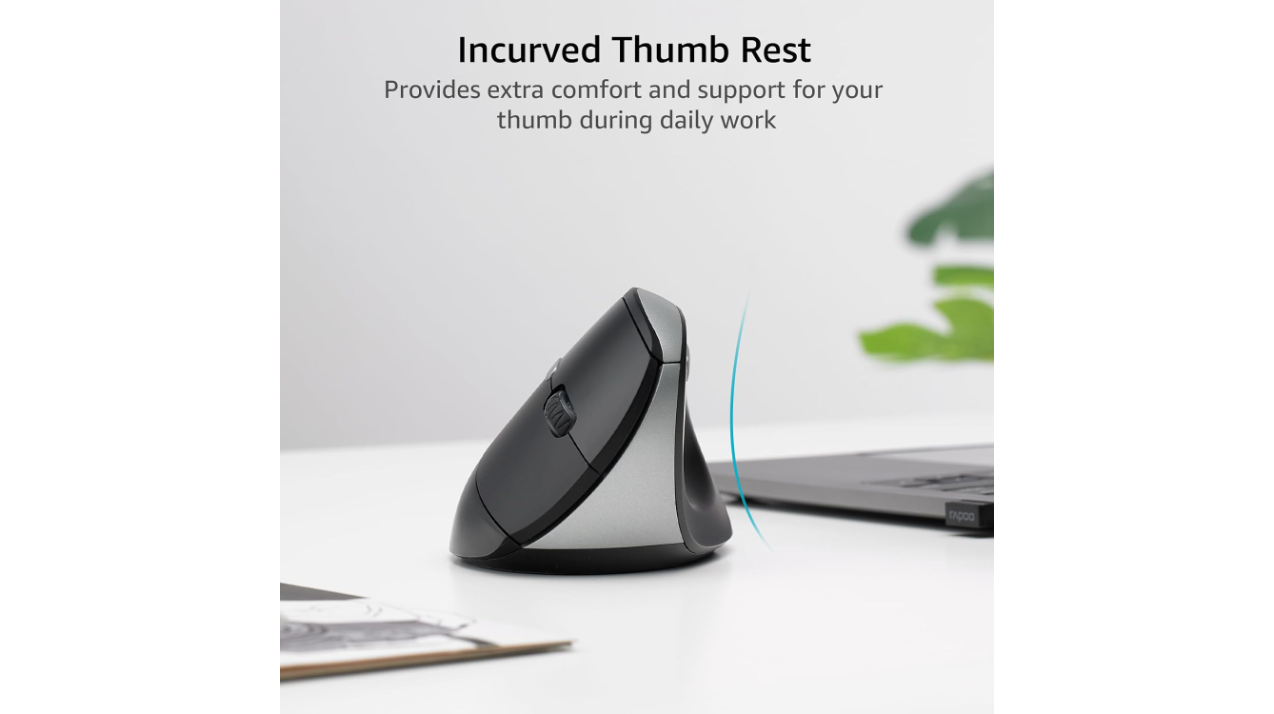 Rapoo EV250 Silent Vertical Ergonomic Wireless Optical Mouse, Black
