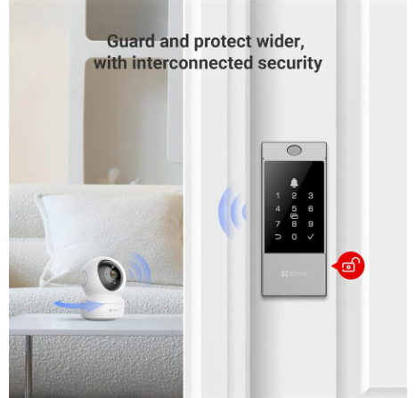 EZVIZ DL04 Pro Security Smart Lock Deadbolt, 2-in-1 Doorbell+Fingerprint Keyless Entry, App Remote Control, Sturdy Design, IP55 Waterproof, Smart Integration with EZVIZ Cameras