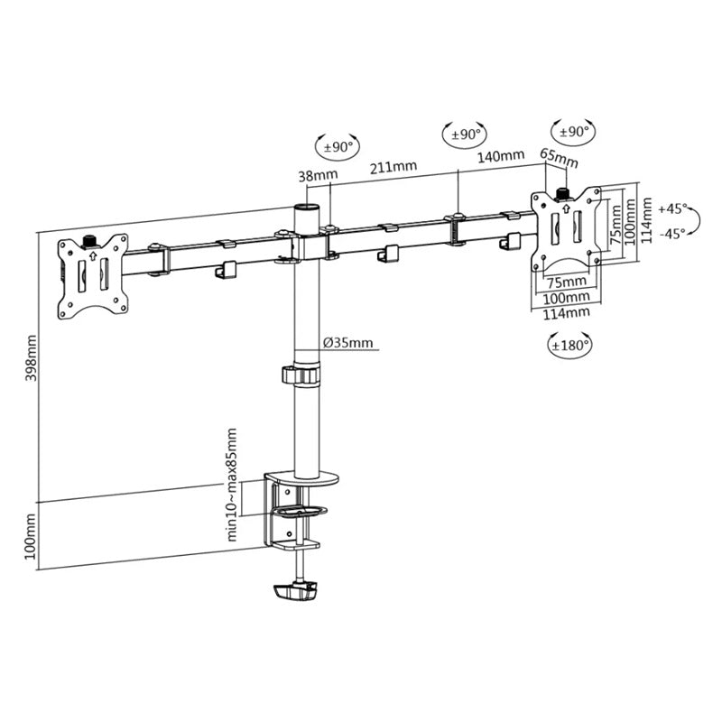 Dual Articulating Monitor Arm (DESK CLAMP)
