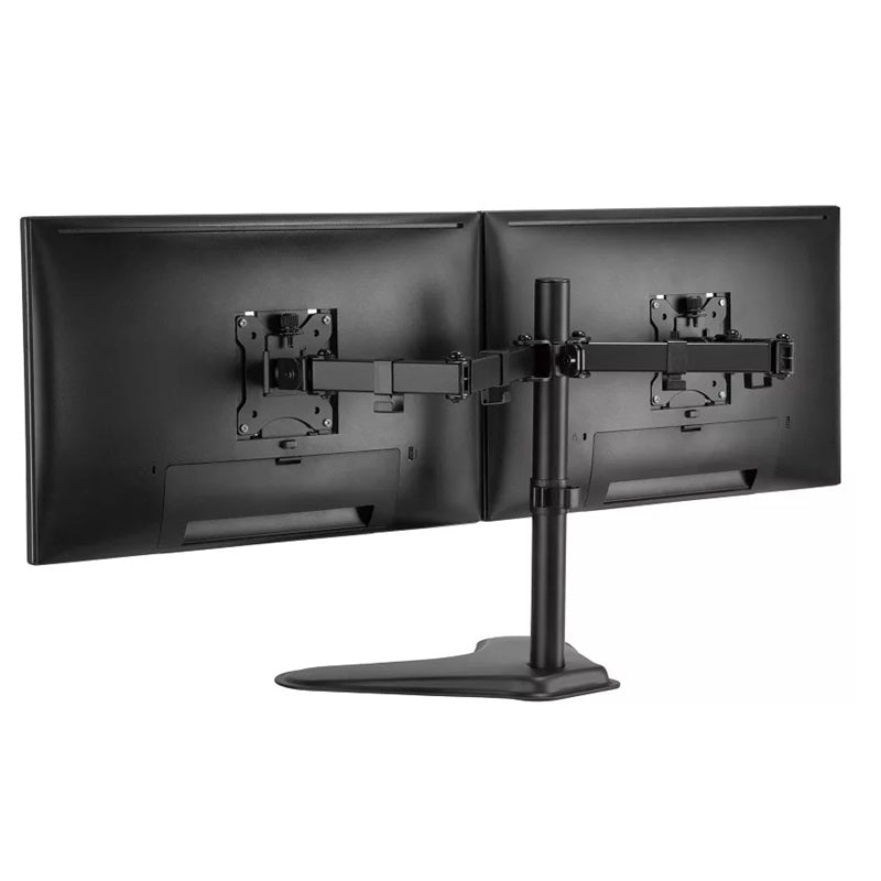 AMER Dual LED LCD Monitor Free-Standing Desk Stand for 2 Screens up to 32 inches | Heavy-Duty Fully Adjustable Arms with Max VESA 100x100mm (2EZSTAND)