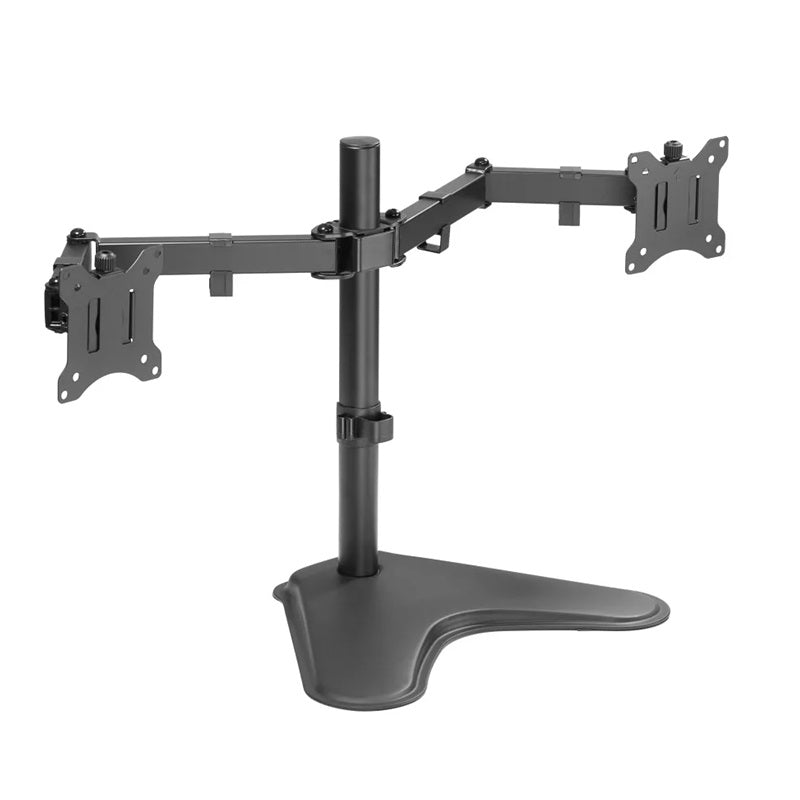 AMER Dual LED LCD Monitor Free-Standing Desk Stand for 2 Screens up to 32 inches | Heavy-Duty Fully Adjustable Arms with Max VESA 100x100mm (2EZSTAND)