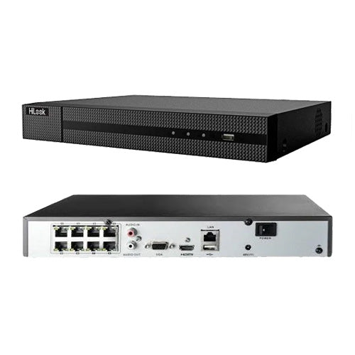 HiLook NVR-208MH-C/8P 8-Channel 4K NVR | 2 SATA interfaces for HDD connection (up to 8 TB capacity per HDD), H.265+ compression