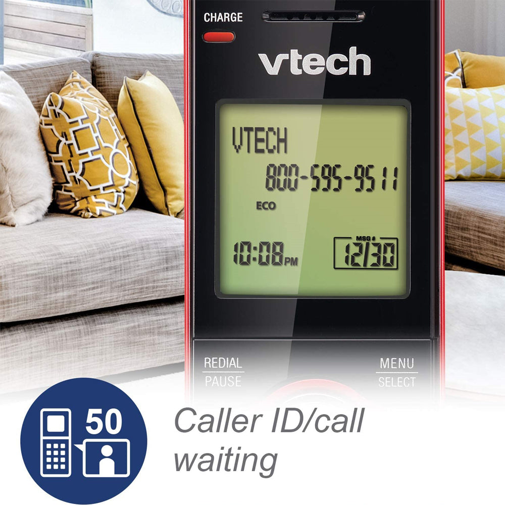 VTech 1-Handset DECT 6.0 Cordless Phone with Caller ID (CS6919-16) - Red