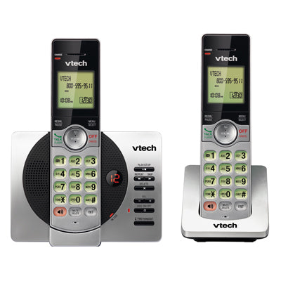 VTech DECT 2-Handset Cordless Phone with Answering Machine & Caller ID (CS6929-2) - Silver