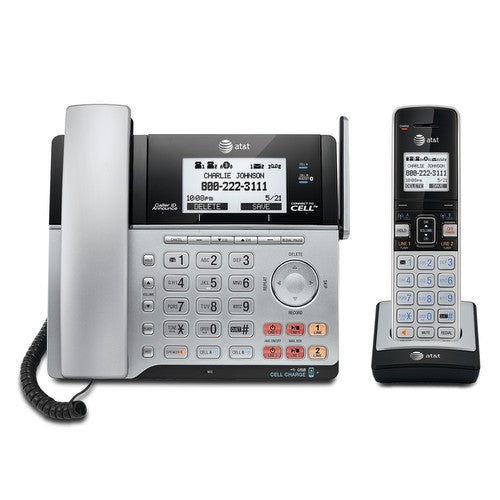 AT&T 2-Line Corded/Cordless Phone Answering Machine (TL86103) - Silver/Black