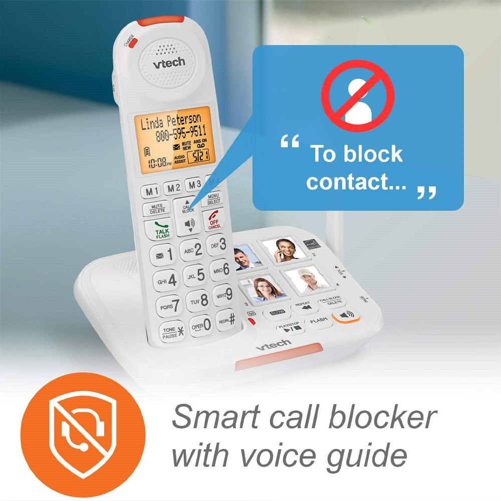 VTech CareLine 1-Handset DECT 6.0 Cordless Phone with Answering System (SN5127) - White