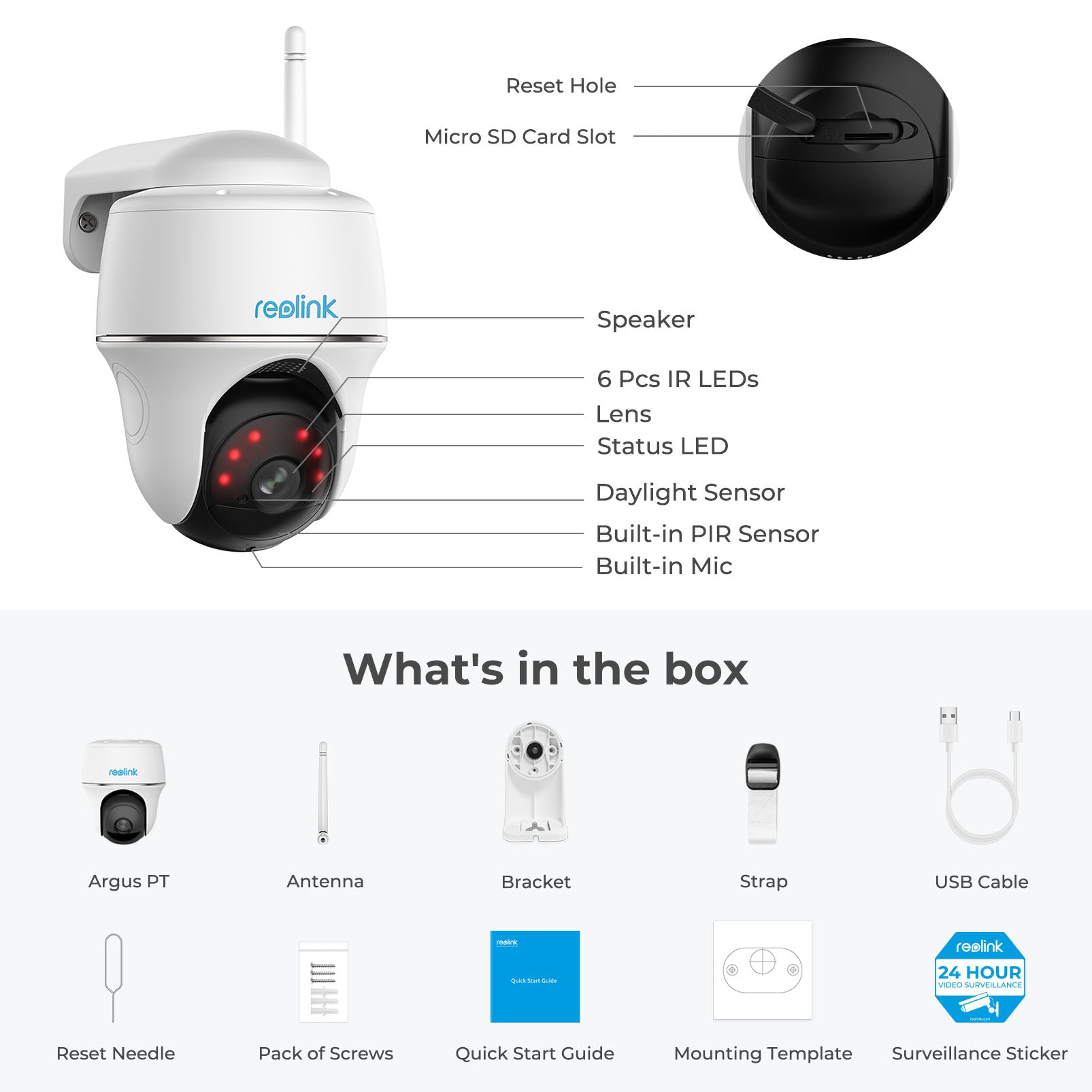Reolink Argus PT Dual Band 4MP Outdoor Wire-Free Battery-powered WiFi Security Camera | Optional with Solar Panel, IP64 Weatherproof, PIR Motion Sensor