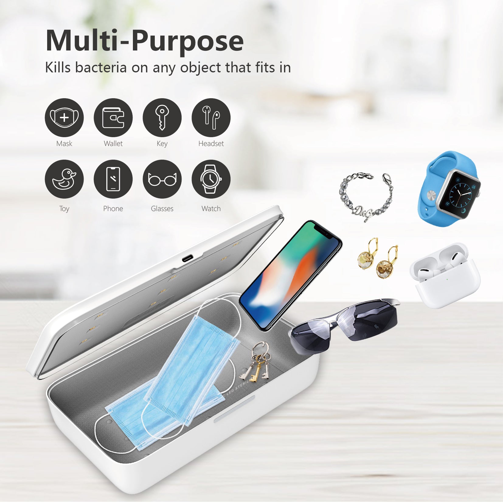 Portable UV Sterilizer Box with 15W Wireless Charger