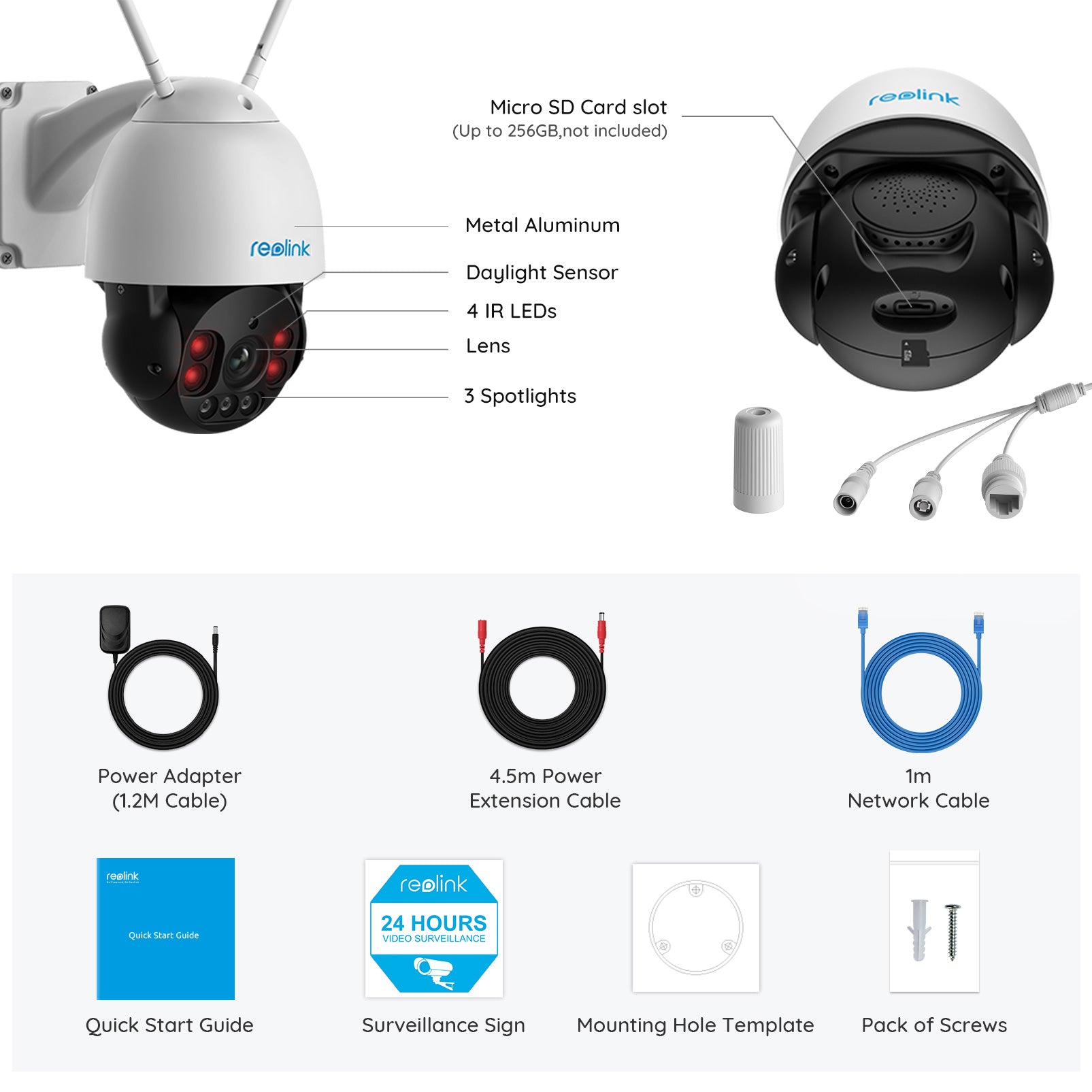 Reolink RLC-523WA Smart 5MP Outdoor WiFi Security Camera | Spotlight, Pan Tilt 5x Optical Zoom, Colour Night Vision, 2-Way Audio for iOS & Android