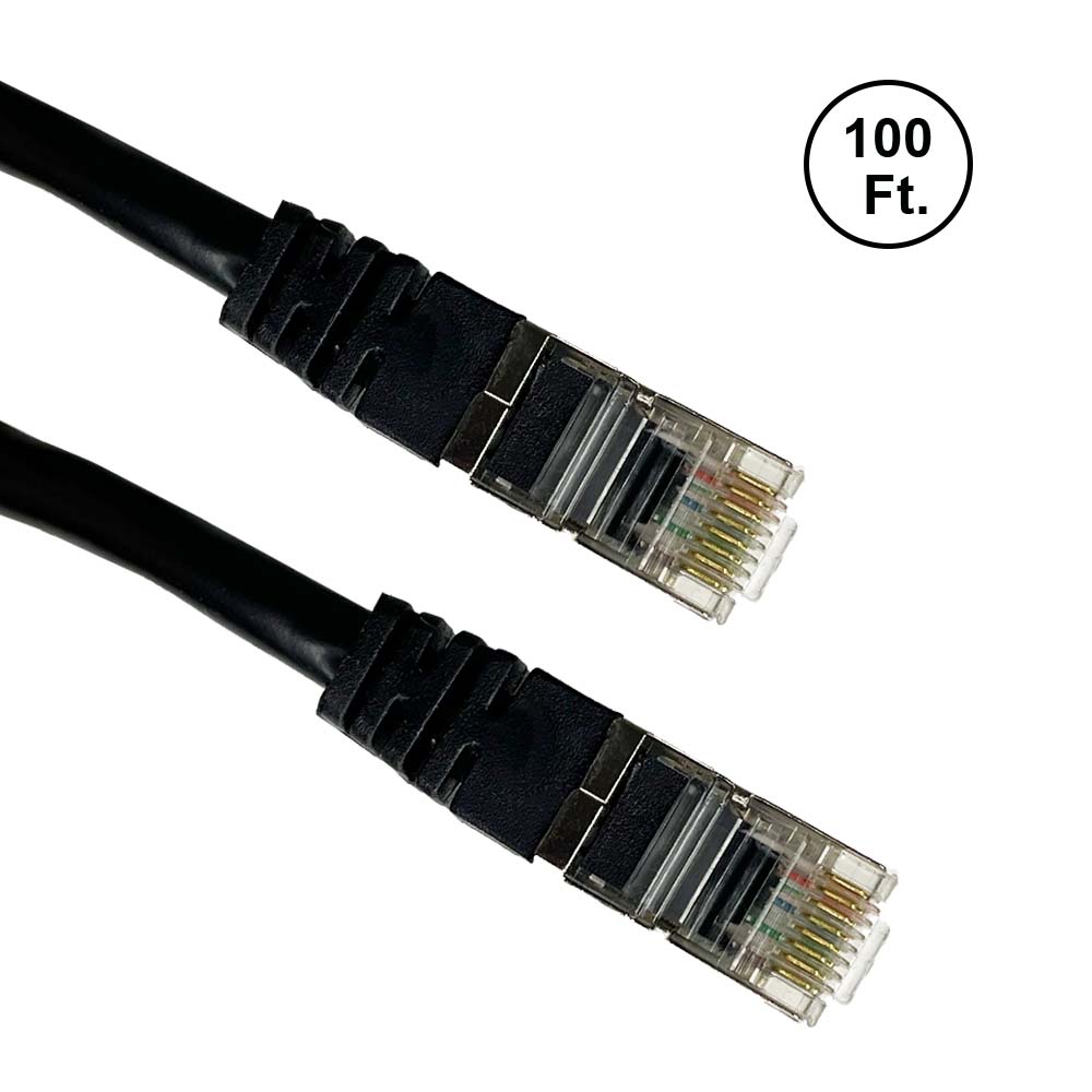 100 ft (30M) CAT6 Ethernet Cable with Snagless RJ45 Connectors, Black