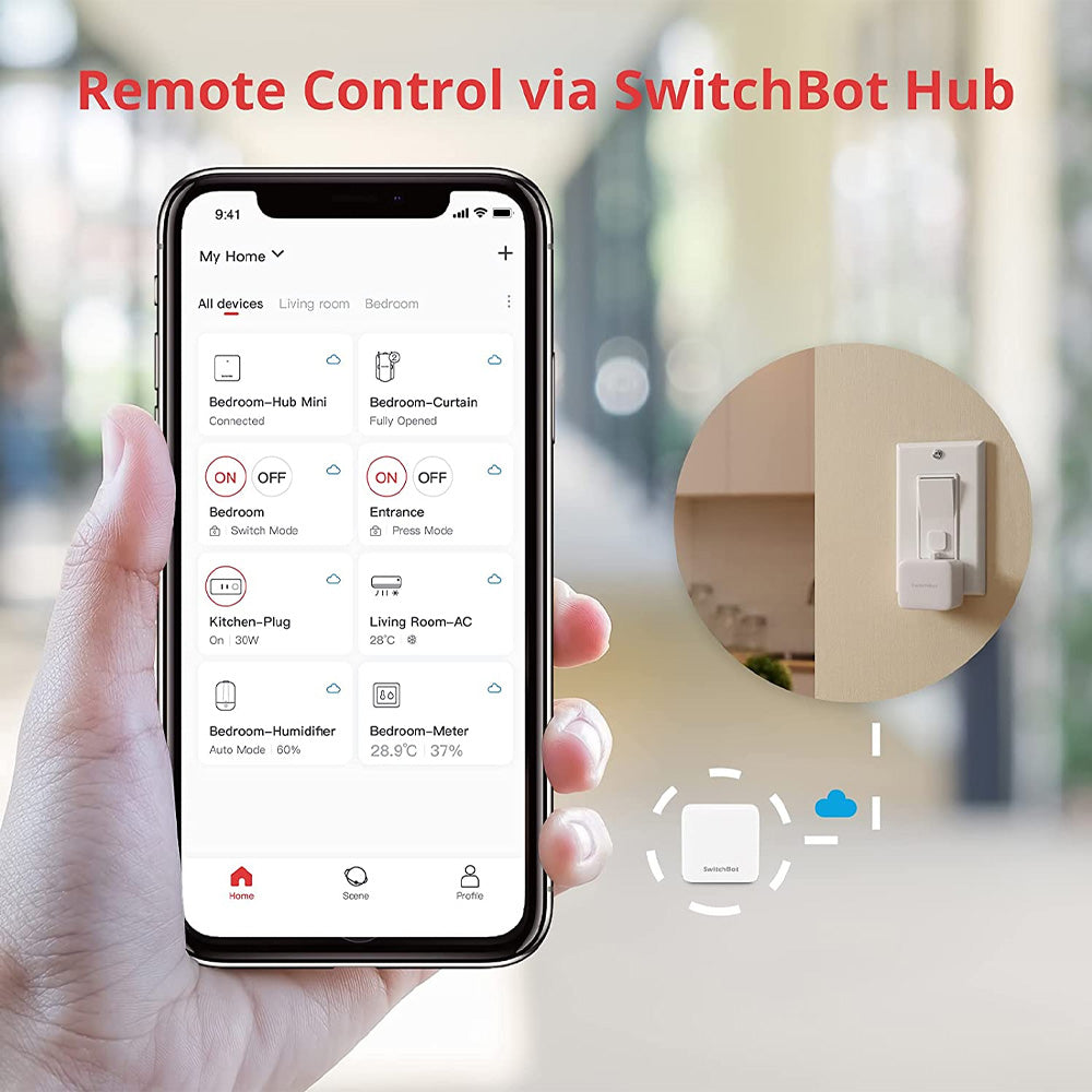 SwitchBot Bot with SwitchBot Hub Mini to Make it Compatible with Alexa, Google Home, IFTTT | Smart Switch Button Pusher - Wireless App or Timer Control