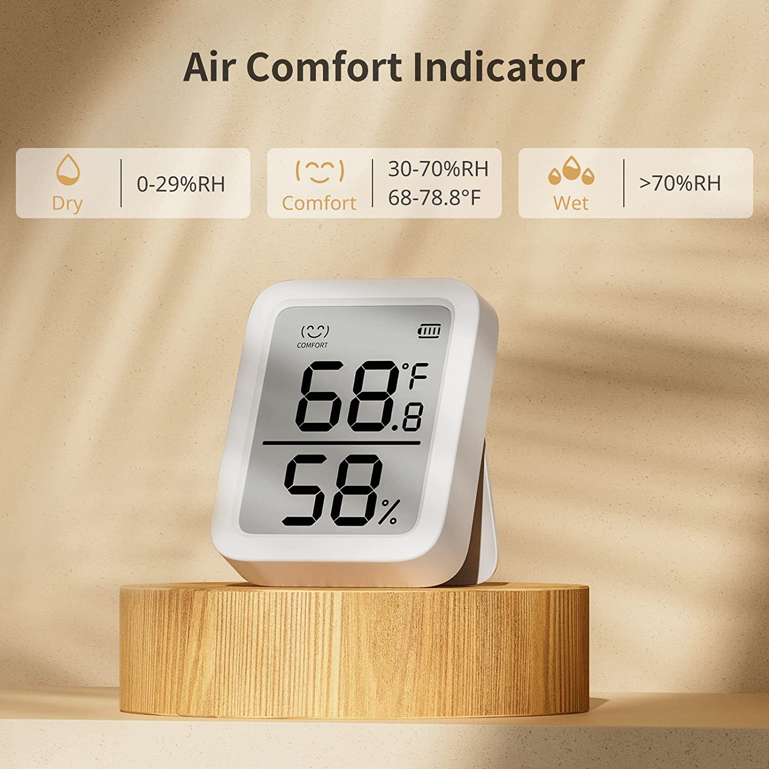 SwitchBot Thermometer & Hygrometer Plus | Bluetooth Indoor Humidity Meter and Temperature Sensor with App Control, Large LCD Display, Notification Alerts, Data Storage Export, Remote Monitor for Home