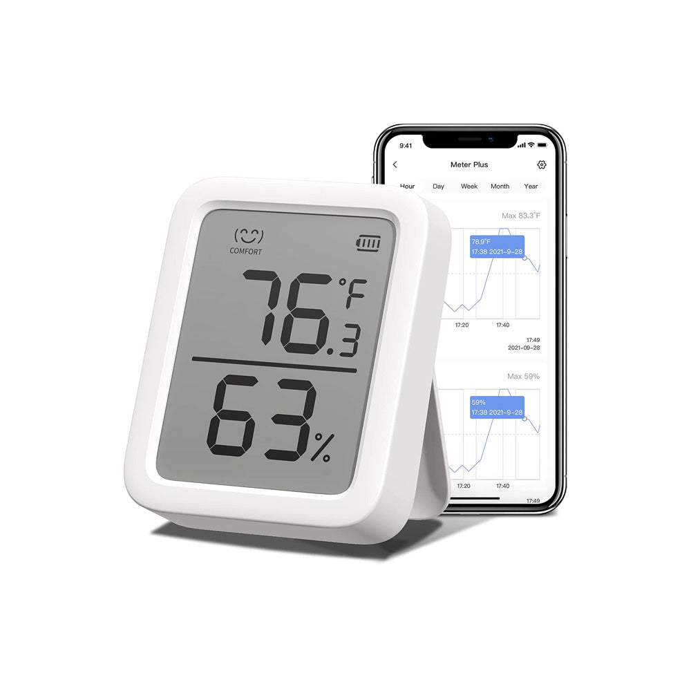 SwitchBot Thermometer & Hygrometer Plus | Bluetooth Indoor Humidity Meter and Temperature Sensor with App Control, Large LCD Display, Notification Alerts, Data Storage Export, Remote Monitor for Home