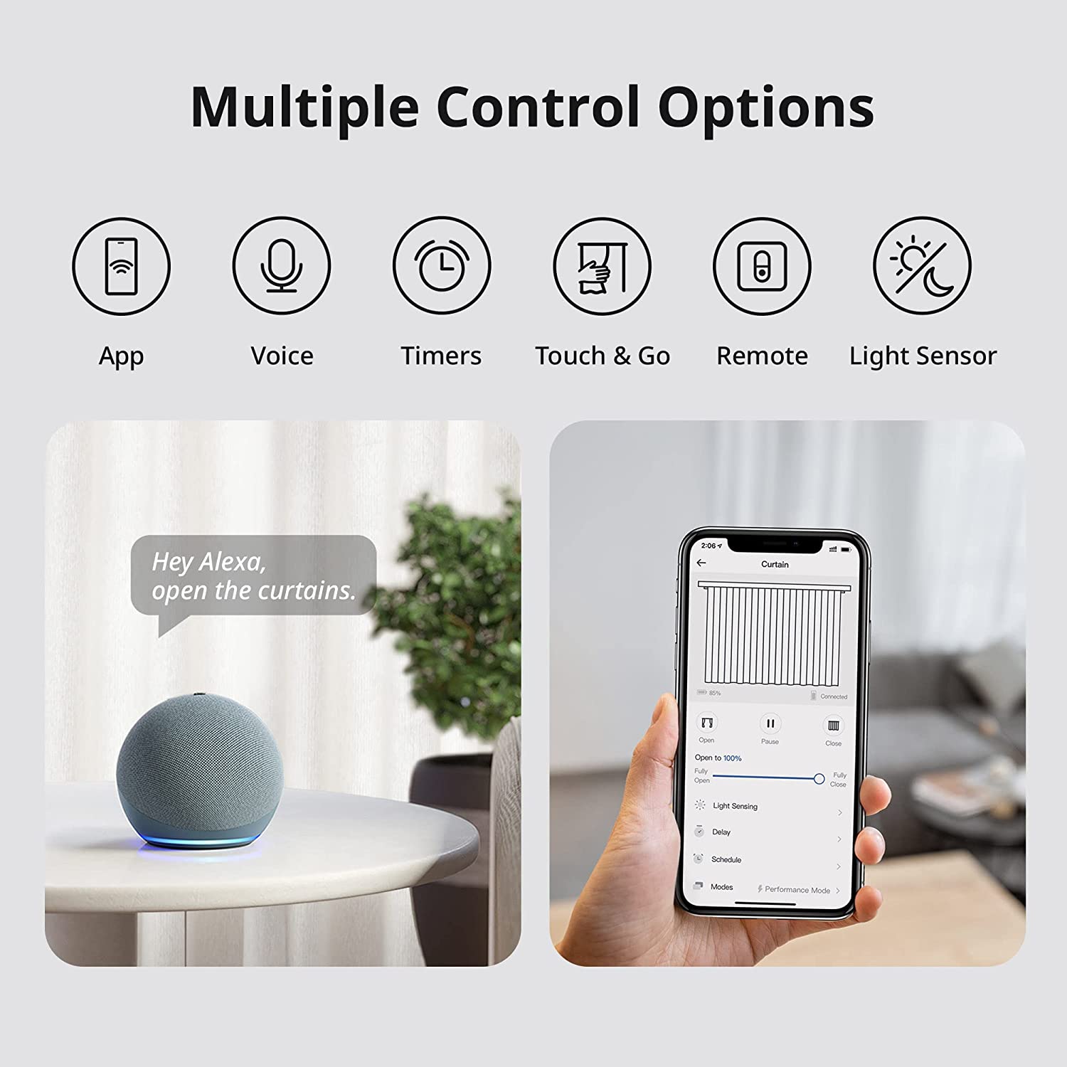 SwitchBot Curtain (Rod 2) | Smart Electric Motor - Automate Timer Control, Add SwitchBot Hub Mini to Make it Compatible with Alexa, Google Home, IFTTT