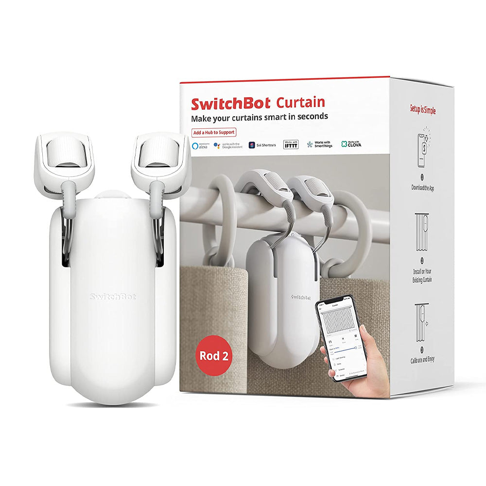 SwitchBot Curtain (Rod 2) | Smart Curtain Controller - Add SwitchBot Hub Mini to Make it Compatible with Alexa, Google Home, IFTTT