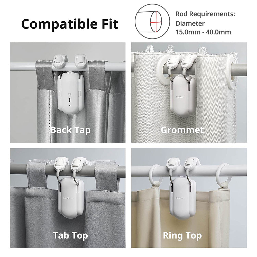 SwitchBot Curtain (Rod 2) Combo | Smart Electric Motor - Wireless App Automate Timer Control with SwitchBot Hub Mini to Make it Compatible with Alexa, Google Home, IFTTT - Bundle