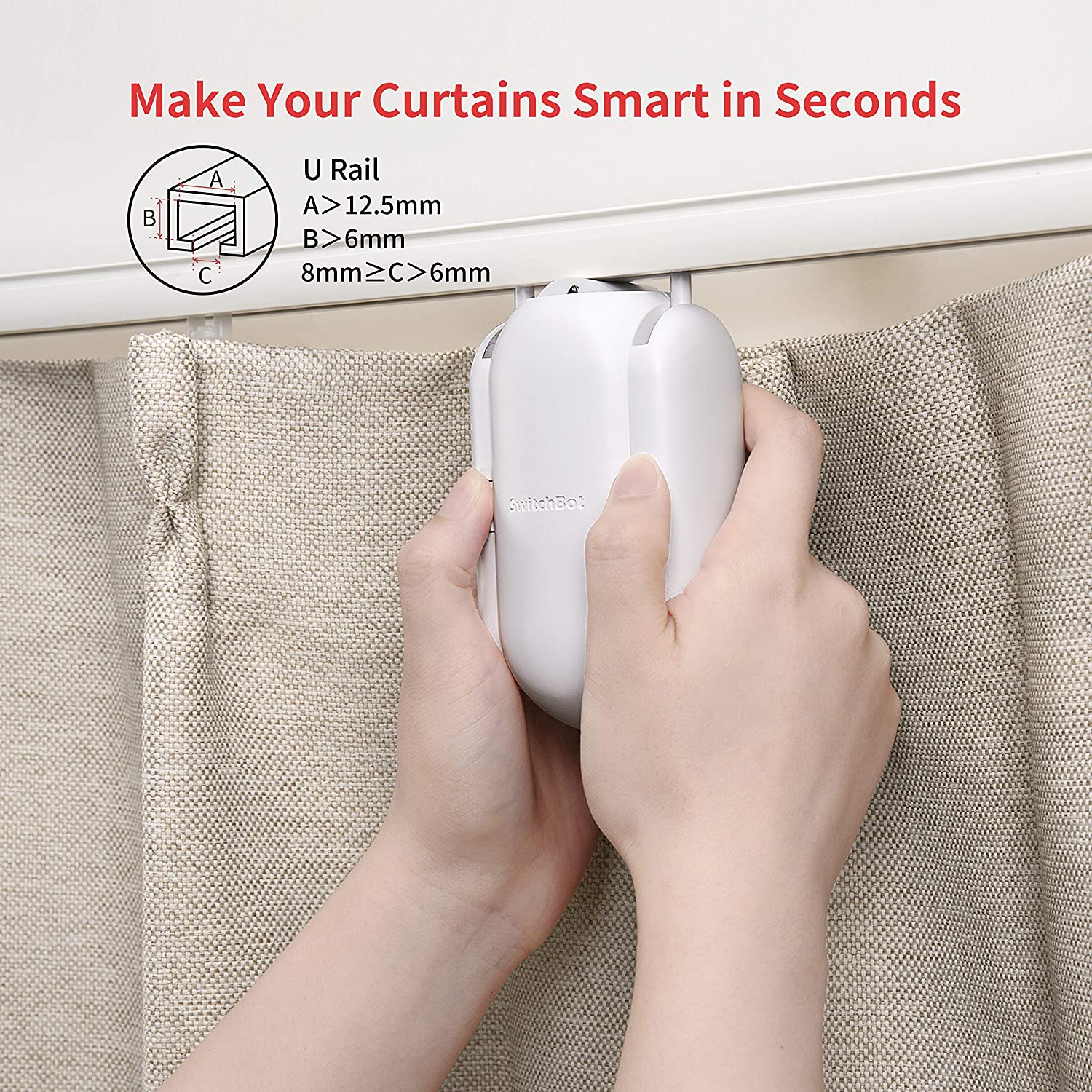 SwitchBot Curtain (U Rail) | Smart Curtain Controller -  Add SwitchBot Hub Mini to Make it Compatible with Alexa, Google Home