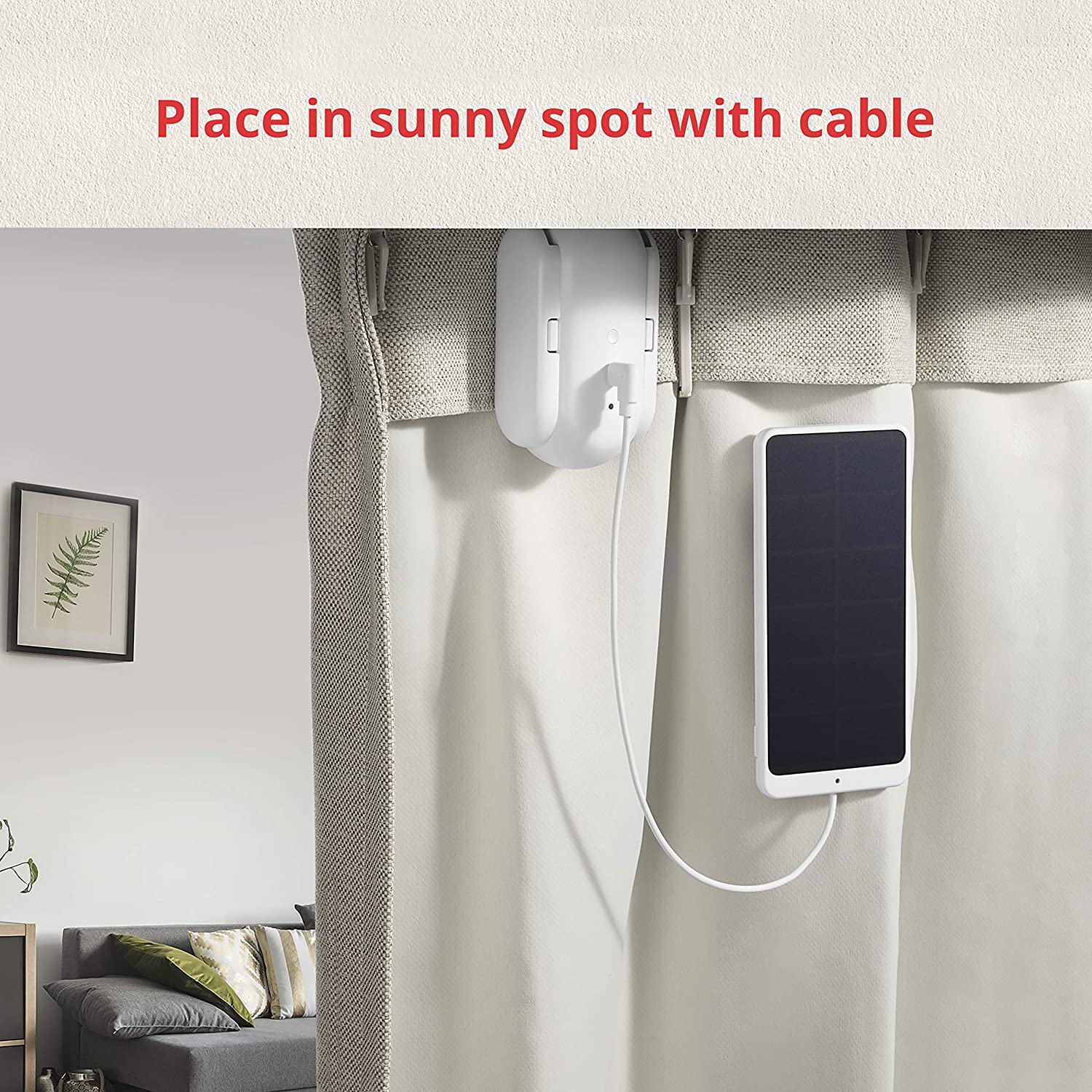 SwitchBot Solar Panel Charger for SwitchBot Curtain | Works with U/Rod/I SwitchBot Curtain Models