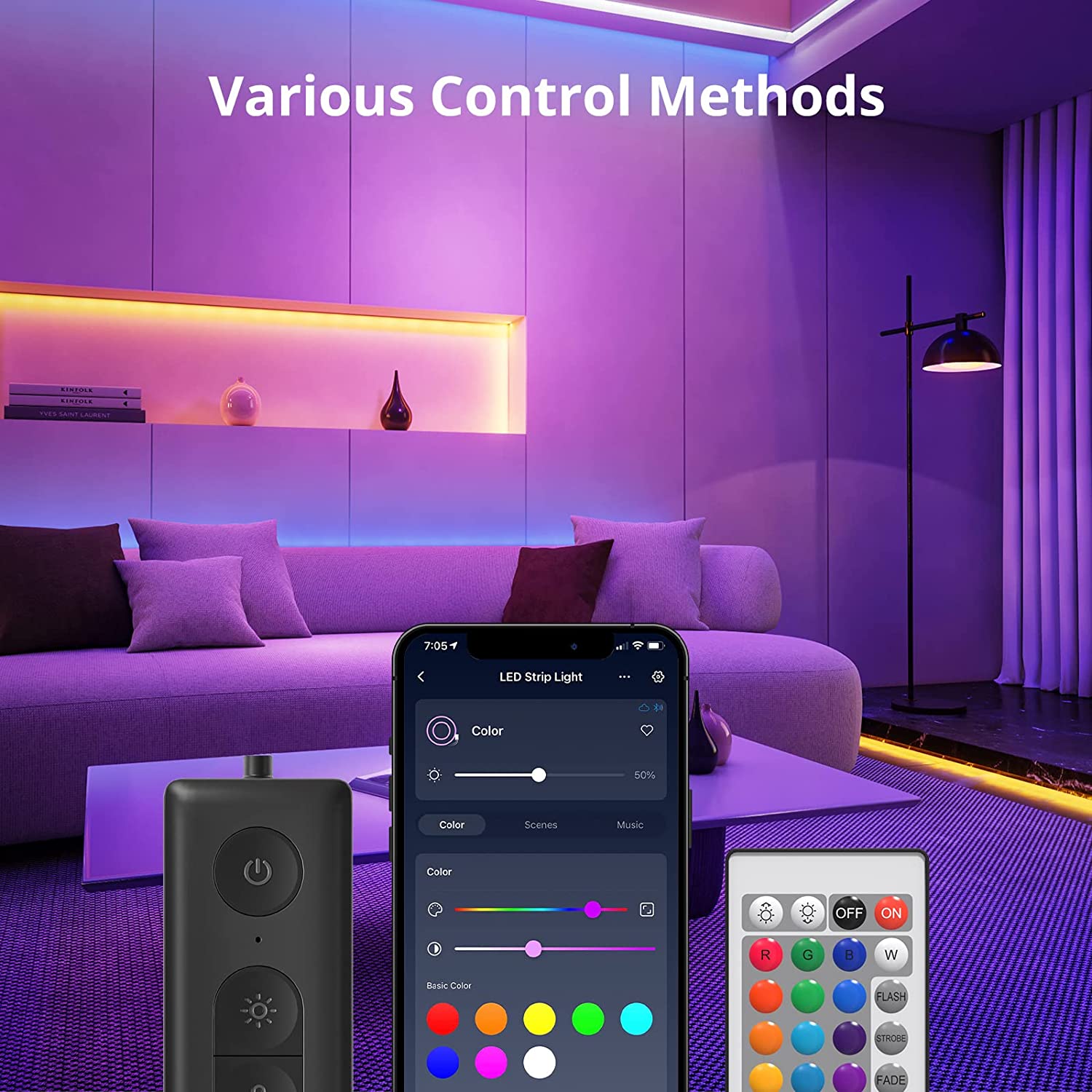 SwitchBot LED Strip Light, 5M | 16.4ft RGB, App Control, Work with Alexa and Google Assistant, 16 Million Colors with Remote Control and Music Sync