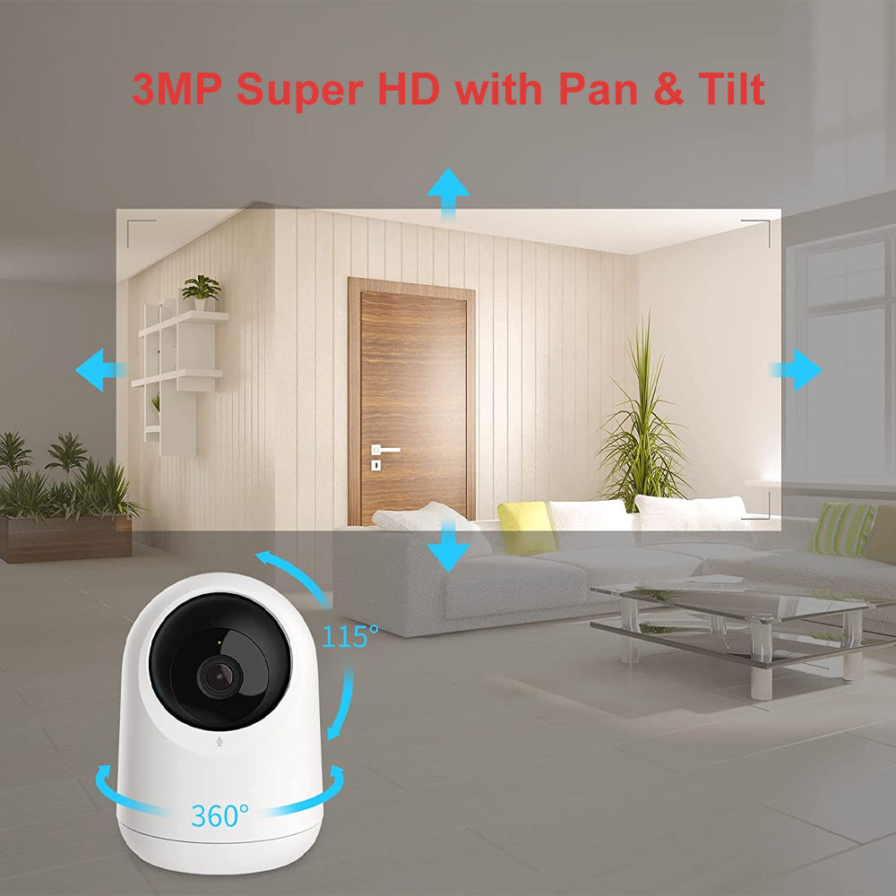 SwitchBot Pan/Tilt Cam 3MP | 2K Indoor Camera, 360-degree Pan Tilt, Motion Tracking, Night Vision, Two-Way Audio, Works with Alexa & Google Assistant