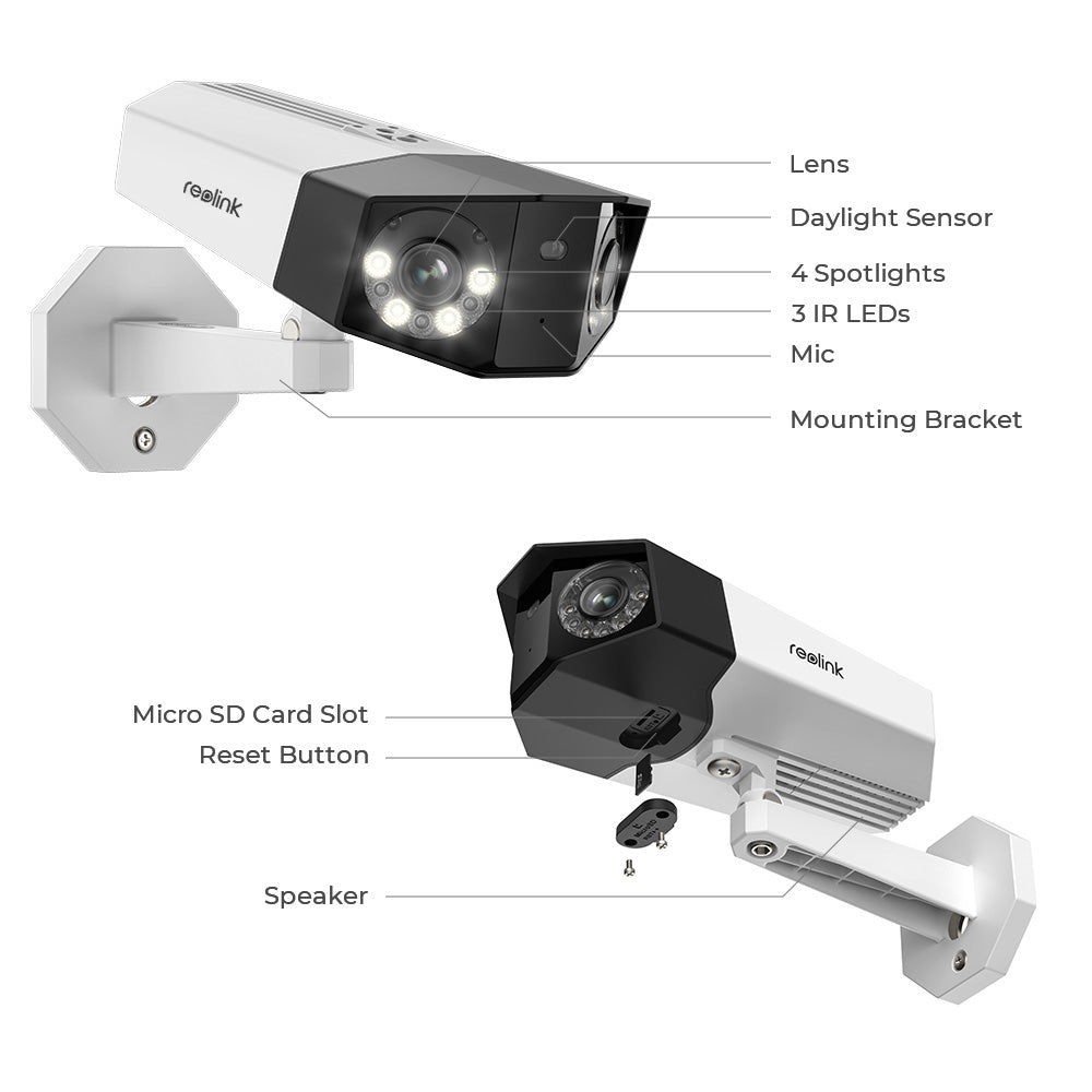 Reolink Duo 2 PoE 4K Dual-Lens Outdoor Camera | Human/Vehicle/Pet Detection, Color Night Vision, Two Way Talk, SD Card Slot