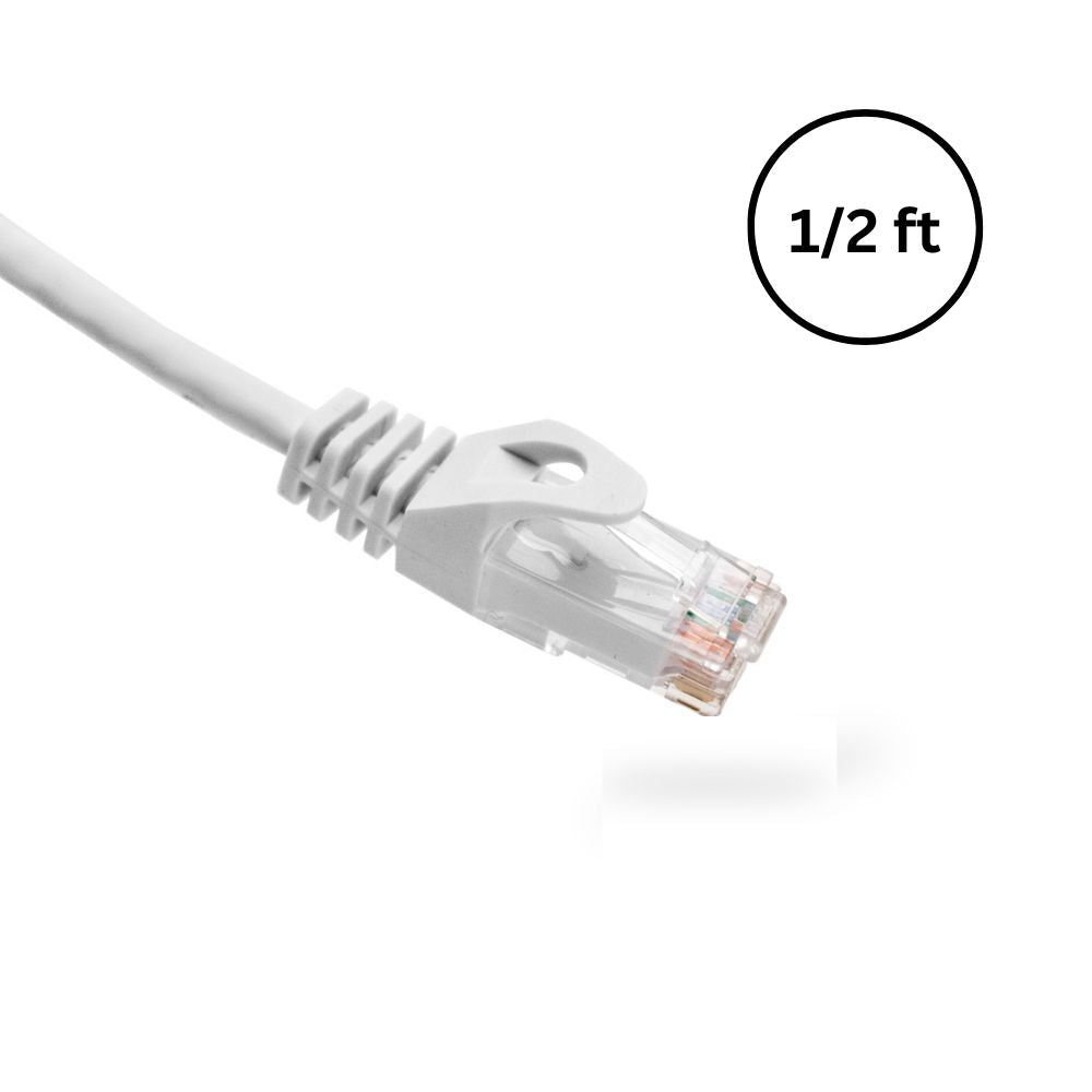 CAT6 1/2ft Bare Copper Patch Cable with Boot and Protector (10 pack) | Available in Blue, White, Black, and Yellow