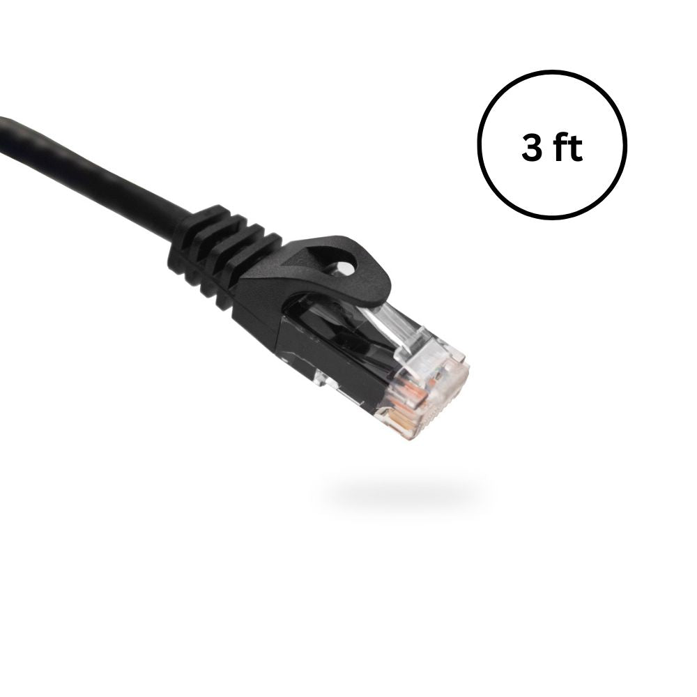 CAT6 3 ft Bare Copper Patch Cable with Boot and Protector (10 pack) | Available in Blue, White, Black, and Yellow