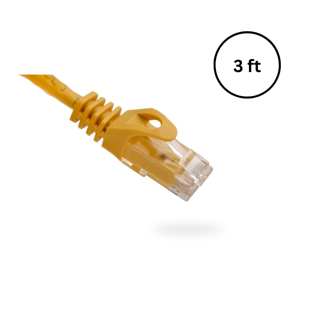 CAT6 3 ft Bare Copper Patch Cable with Boot and Protector (10 pack) | Available in Blue, White, Black, and Yellow