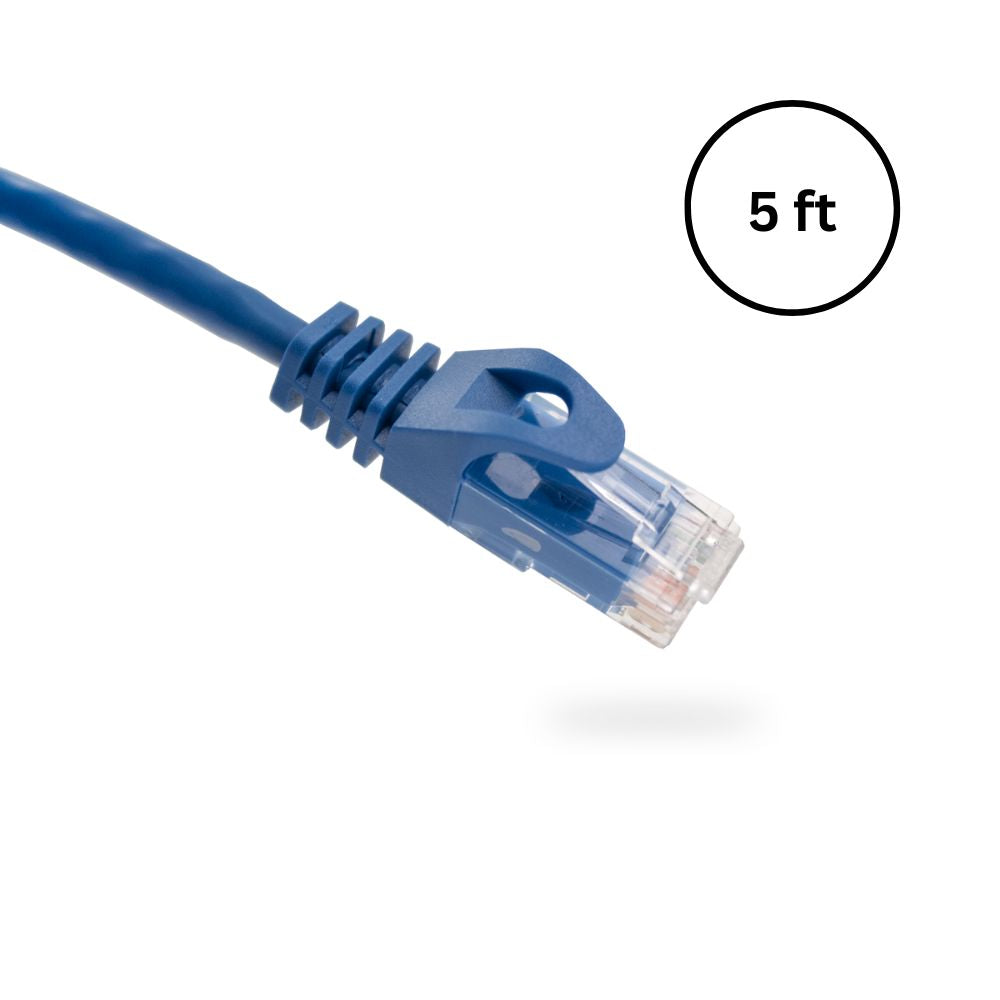 CAT6 5 ft Bare Copper Patch Cable with Boot and Protector (10 pack) | Available in Blue, White, Black, and Yellow