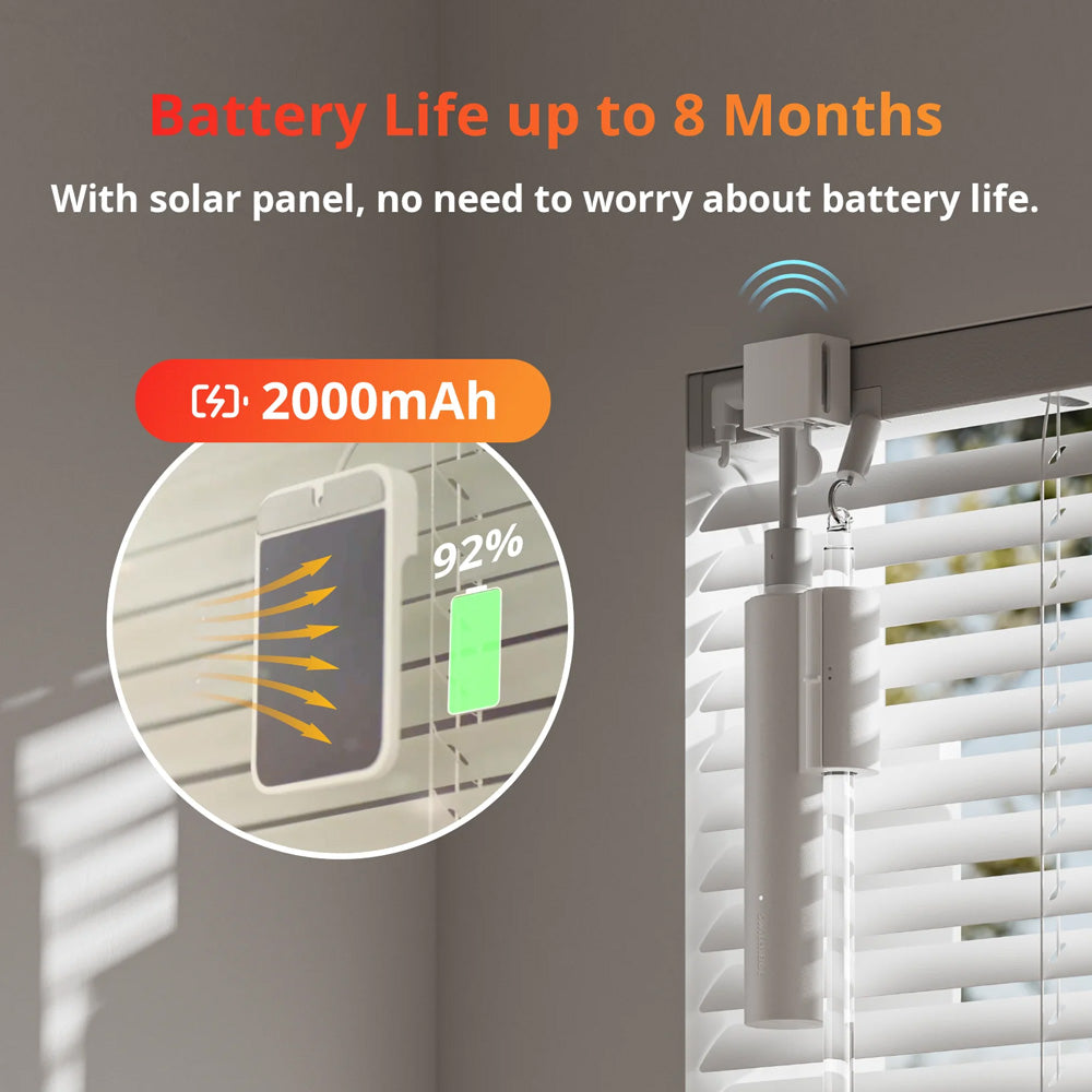 SwitchBot Blind Tilt | Smart Electric Blinds with Bluetooth Remote Control, Solar Powered, Light Sensing Control